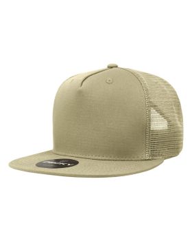'5 Panel High Profile Structured Cotton Blend Trucker'