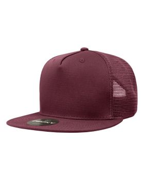 '5 Panel High Profile Structured Cotton Blend Trucker'