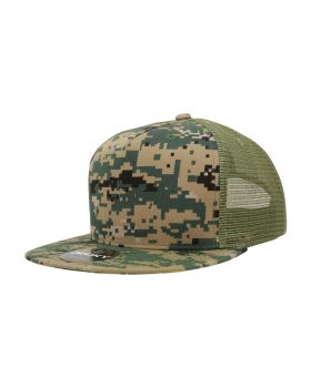 '5 Panel High Profile Structured Cotton Blend Trucker'
