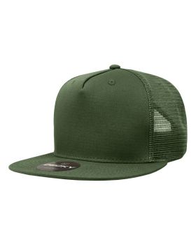 '5 Panel High Profile Structured Cotton Blend Trucker'