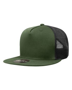 '5 Panel High Profile Structured Cotton Blend Trucker'