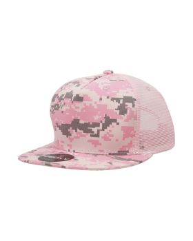 '5 Panel High Profile Structured Cotton Blend Trucker'
