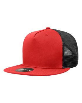 '5 Panel High Profile Structured Cotton Blend Trucker'