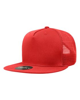 '5 Panel High Profile Structured Cotton Blend Trucker'