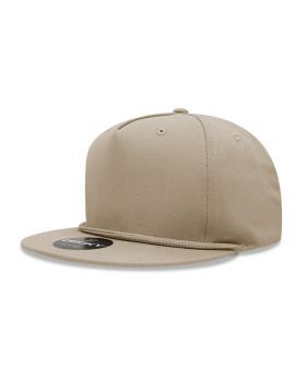 '5 Panel High Profile Structured Cotton Blend Rope Hat'