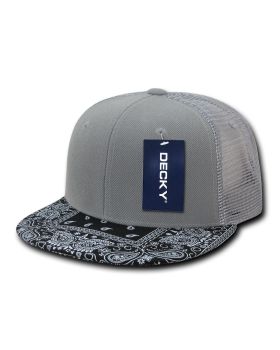 '6 Panel High Profile Structured Bandanna Bill Trucker'