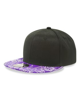 '6 Panel High Profile Structured Bandanna Bill Snapback'