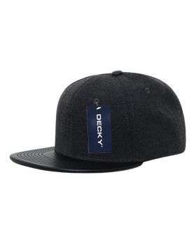 '6 Panel High Profile Structured Melton Vinyl Snapback'
