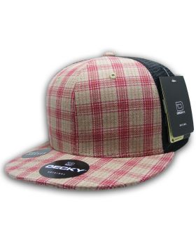'6 Panel High Profile Structured Plaid Trucker'