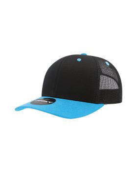 '6 Panel Mid Profile Structured Cotton Blend Trucker'