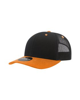 '6 Panel Mid Profile Structured Cotton Blend Trucker'