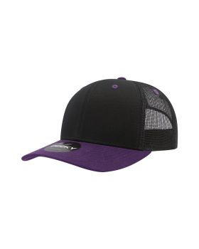 '6 Panel Mid Profile Structured Cotton Blend Trucker'