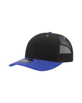 '6 Panel Mid Profile Structured Cotton Blend Trucker'