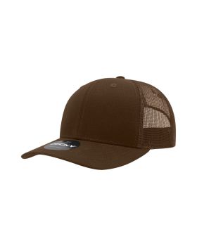 '6 Panel Mid Profile Structured Cotton Blend Trucker'
