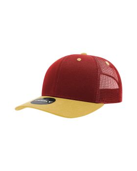 '6 Panel Mid Profile Structured Cotton Blend Trucker'