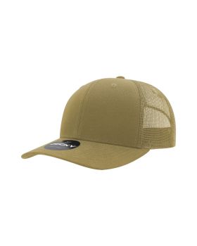 '6 Panel Mid Profile Structured Cotton Blend Trucker'