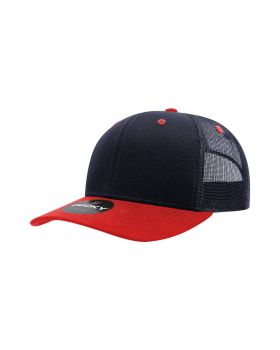 '6 Panel Mid Profile Structured Cotton Blend Trucker'