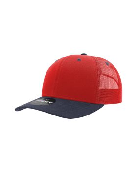 '6 Panel Mid Profile Structured Cotton Blend Trucker'