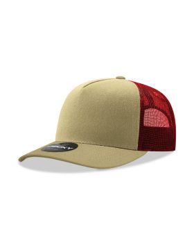 '5 Panel Mid Profile Structured Cotton Blend Trucker'