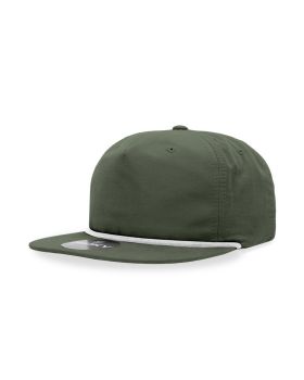 '5 Panel High Profile Relaxed Cotton Blend Rope Hat'