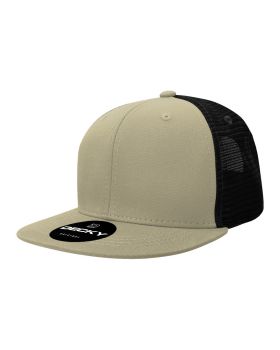 '6 Panel High Profile Structured Cotton Blend Trucker'