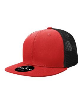 '6 Panel High Profile Structured Cotton Blend Trucker'