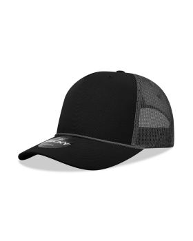 '5 Panel Mid Profile Structured Cotton/Poly Blend Trucker w/Rope'
