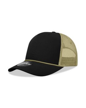 '5 Panel Mid Profile Structured Cotton/Poly Blend Trucker w/Rope'