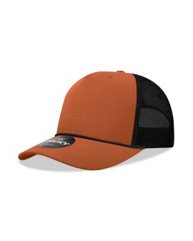 '5 Panel Mid Profile Structured Cotton/Poly Blend Trucker w/Rope'