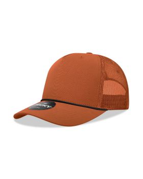 '5 Panel Mid Profile Structured Cotton/Poly Blend Trucker w/Rope'