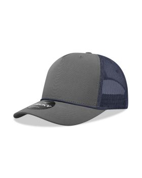 '5 Panel Mid Profile Structured Cotton/Poly Blend Trucker w/Rope'