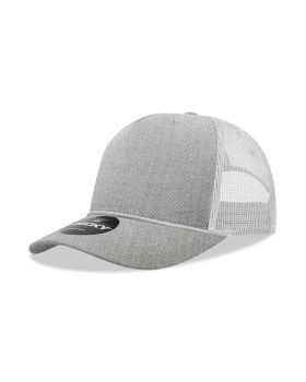 '5 Panel Mid Profile Structured Cotton/Poly Blend Trucker w/Rope'
