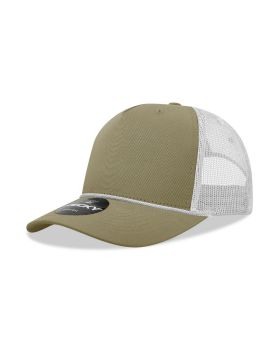 '5 Panel Mid Profile Structured Cotton/Poly Blend Trucker w/Rope'