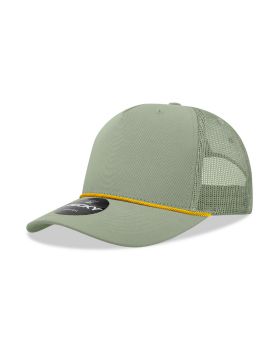 '5 Panel Mid Profile Structured Cotton/Poly Blend Trucker w/Rope'