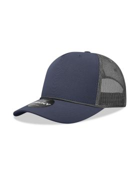 '5 Panel Mid Profile Structured Cotton/Poly Blend Trucker w/Rope'