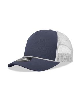 '5 Panel Mid Profile Structured Cotton/Poly Blend Trucker w/Rope'