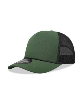 '5 Panel Mid Profile Structured Cotton/Poly Blend Trucker w/Rope'