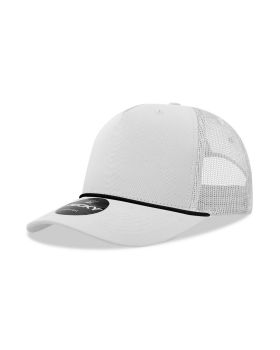 '5 Panel Mid Profile Structured Cotton/Poly Blend Trucker w/Rope'