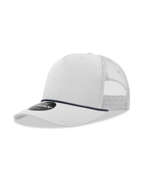 '5 Panel Mid Profile Structured Cotton/Poly Blend Trucker w/Rope'
