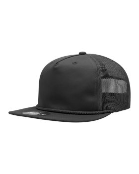 '5 Panel High Profile Relaxed Cotton Blend Trucker w/Rope'