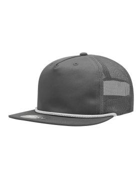 '5 Panel High Profile Relaxed Cotton Blend Trucker w/Rope'