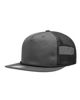 '5 Panel High Profile Relaxed Cotton Blend Trucker w/Rope'
