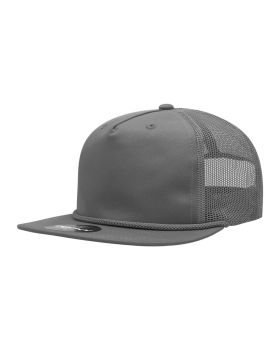 '5 Panel High Profile Relaxed Cotton Blend Trucker w/Rope'