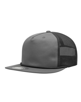 '5 Panel High Profile Relaxed Cotton Blend Trucker w/Rope'