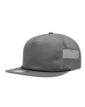 '5 Panel High Profile Relaxed Cotton Blend Trucker w/Rope'