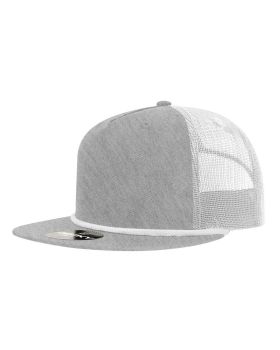 '5 Panel High Profile Relaxed Cotton Blend Trucker w/Rope'