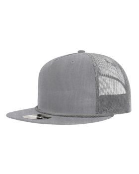 '5 Panel High Profile Relaxed Cotton Blend Trucker w/Rope'