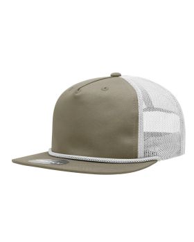 '5 Panel High Profile Relaxed Cotton Blend Trucker w/Rope'