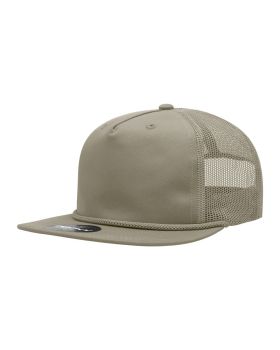 '5 Panel High Profile Relaxed Cotton Blend Trucker w/Rope'