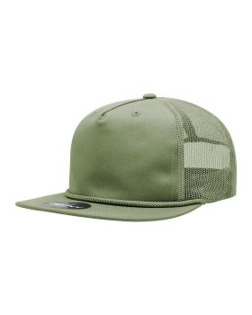 '5 Panel High Profile Relaxed Cotton Blend Trucker w/Rope'
